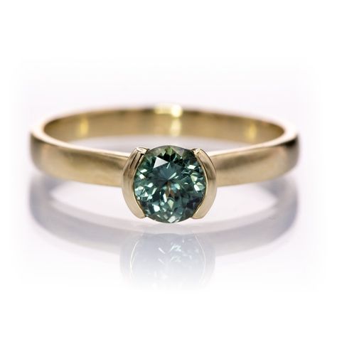 Dark Green Ring, Half Bezel Engagement Ring, Bezel Solitaire Engagement Ring, Spending Log, Blue Green Sapphire Ring, Half Bezel Setting, Green Sapphire Engagement Ring, Green Sapphire Ring, Half Bezel