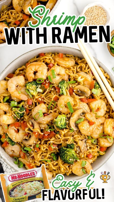 Ramen With Shrimp, Shrimp Ramen Noodle Recipes, Shrimp Ramen Soup, Shrimp Ramen Recipes, Shrimp Ramen, Ramen Recipes Easy, Ramen Dishes, Flavorful Shrimp, Noodles Recipes