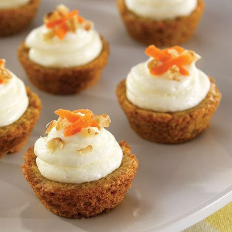 Mini Carrot Cake Cups - The Pampered Chef® Carrot Cake Cups, Muffin Pan Recipes, Pizza Sugar Cookie, Mini Carrot Cake, Cake Cups, Mini Carrots, Pampered Chef Recipes, Carrot Cupcakes, The Pampered Chef