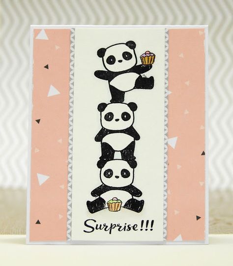 Panda Birthday Cards, Panda Card, Birthday Doodle, Happy Birthday Cards Handmade, Happy Birthday Cards Diy, Bear Bears, Cool Birthday Cards, Panda Birthday, Watercolor Birthday Cards