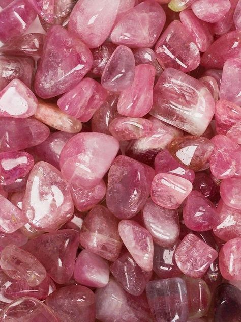 Pretty Rocks, Pink Gem, Crystal Magic, Rocks And Gems, Everything Pink, Tumbled Stones, Energy Crystals, Gems And Minerals, Crystal Gems