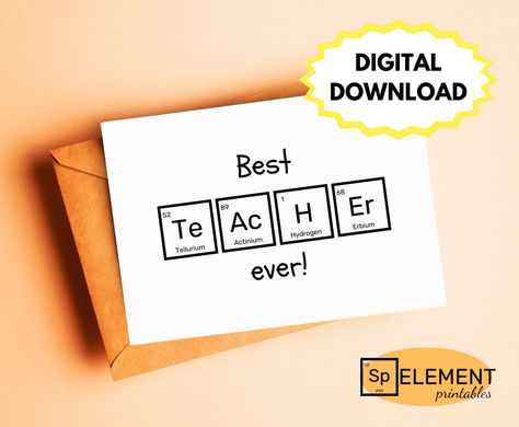 Teachers Day Card For English Teacher, Teachers Day Card Physics Teacher, Teacher Appreciation Cards Diy, Teachers Day Chemistry Teacher, Teachers Day Card Science Teacher, Physics Teacher Card, Chemistry Thank You Card, Card For Science Teacher, Science Teacher Gifts Diy Periodic Table