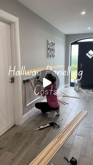 Marie | DIY | Home Styling | Newbuild on Instagram: "✨My Hallway DIY project came to approx total cost of €468

Shopping List: 
• Dado Rail - €90 
• Cheshire Moulding - €260 
• Paint Tape - €6
• Tec 7 glue X2 - €32
• Caulk X2 - €14
• Primer - €32
• Paint - €34

FYI 
I haven’t included in the total cost my everyday DIY tools, measuring tape, mitre saw, hand saw, sealant gun, level, paint brushes etc. 

Any questions on the above send me a DM

✨Hit follow for more upcoming DIY projects✨

#diyhomeprojects #panelling #hallway #diy #costs #paint #hallwayinspo" Dado Rail Hallway, Hallway Diy, Hallway Panelling, Panelling Hallway, Dado Rail, Miter Saw, Measuring Tape, Diy Tools, Cottage Core