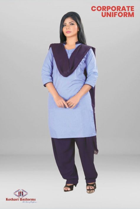 Office Uniform For Women, Ladies Uniform, Indian Formal Wear, Chudidhar Designs, Western Aesthetics, Company Uniform, College Uniform, Corporate Uniforms, Modern Kitchen Cabinet Design