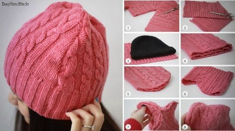 Diy Beanie Hat, How To Make A Beanie, Old Sweater Diy, Diy Beanie, Old Sweater Crafts, Diy Winter Hat, Sweater Tutorial, Recycled Wool Sweater, Diy Sweater