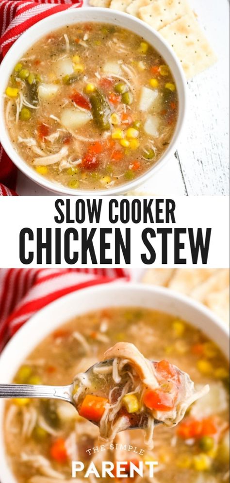 Make this easy Chicken Stew Crock Pot Recipe any time of the year! It's a healthy recipe that's great for fall and winter! You can make it low carb and gluten free if desired. Make it creamy, up the veggies or add your favorite extras like wild rice, pasta, beans and dumplings! Pin this recipe for your next busy night! Your Crockpot will come to the rescue! Beans And Dumplings, Easy Chicken Stew, Slow Cooker Chicken Stew, Crockpot Recipes Beef Stew, Crockpot Stew, Crock Pot Recipe, Stew Chicken Recipe, Beef Stew Crockpot, Rice Pasta