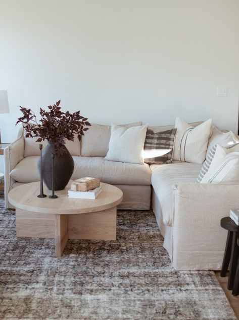 Updating Our Living Room With A New LOLOI Rug Sand Color Sofa, Sofa Living Rooms, Loloi Rug, Amber Lewis X Loloi, Color Sofa, Amber Lewis, Loloi Rugs, The Morgan, Sofa Living