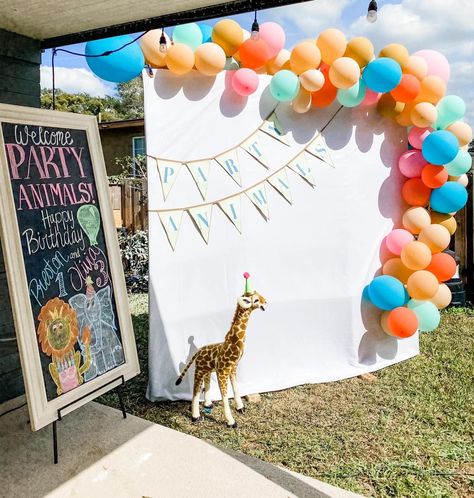 Party Animal Pinata, Party Animal First Birthday Girl, One Party Animal Birthday, Party Animal Backdrop, Animal Parade Birthday Party, Party Animal Birthday Theme Decoration, Calling All Party Animals Birthday Theme, Party Animals Birthday Theme, Animals Birthday Theme