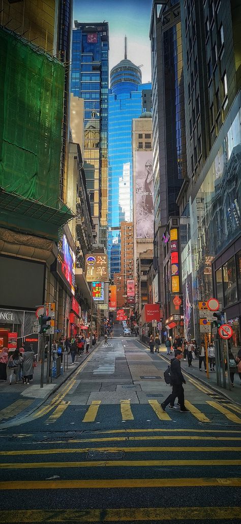 Japan Perspective Drawing, Street Perspective Photography, One Point Perspective City Photography, Hongkong Street Photography, City Perspective Photography, City Street Reference, Hong Kong Cityscape, City Reference Photos For Artists, Hong Kong Street Photography