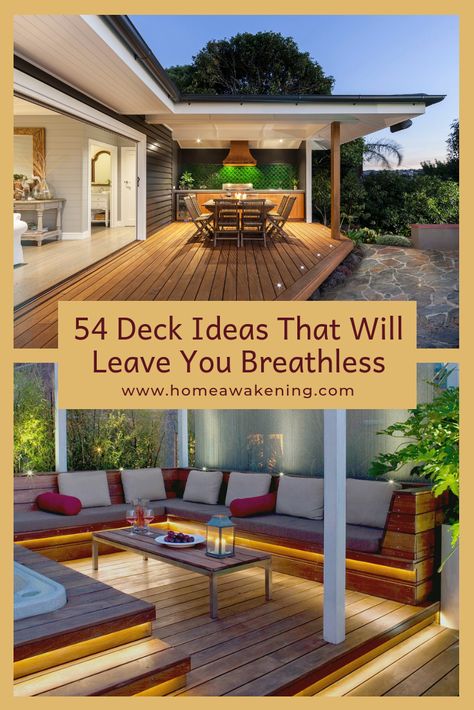 These 54 deck designs will make you say wow! #deck #backyard #landscaping Deck Furniture Arrangement, Wooden Deck Designs, Small Backyard Decks, Deck Furniture Layout, Planning Garden, Deck Remodel, Deck Seating, Trendy House, Deck Layout