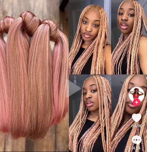 Mixed Colors For Braids, Mixed Blonde Braids, Color Mix Braids, Braids Mixed Color, Blonde Mix Braids, Blonde And Pink Box Braids, Mixing Braiding Hair Colors, Mixing Hair Color, Braiding Hair Colors