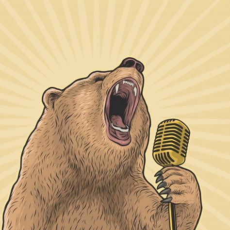 Bear singing loud with vintage michropho... | Premium Vector #Freepik #vector #music #kids #nature #character Animal Singing Illustration, Sing Illustration, Singing Illustration, Singing Animals, Animals Singing, Musical Animals, Microphone Drawing, Nature Character, Singing Drawing