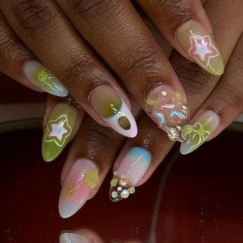 philadelphia gel-x nail artist | brat x @smiski_usa summer? #phillygelx #phillynails #phillynailartist #3Dnails #smiskinails #smiski #sonnyangel #sonnyangelnails… | Instagram Fun Manicure, Kawaii Nail Art, Usa Nails, Junk Nails, Green Nail Art, Summer Toe Nails, Pink Polish, Flower Nail Designs, Kawaii Nails