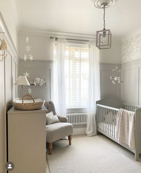 White Faux Wood Blinds, Modern Nursery Furniture, Nursery Layout, White Wooden Blinds, Faux Wood Blinds, Baby Room Inspiration, Grey Nursery, Nursery Paintings, Nursery Chair