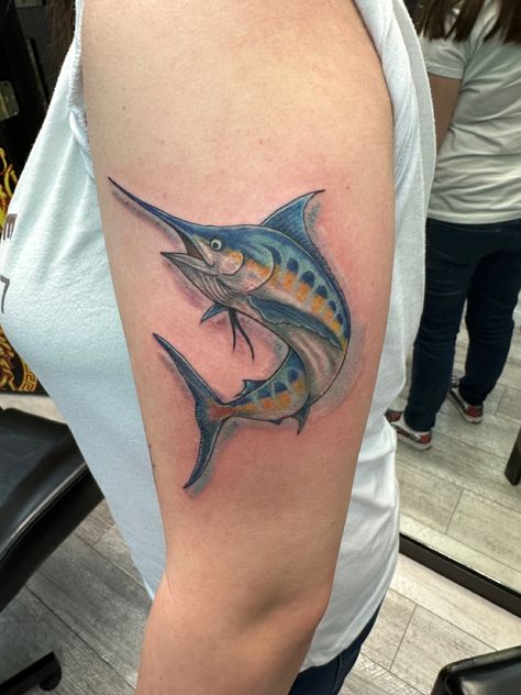 Blue Marlin Tattoo, Marlin Tattoo, Marlin Sketch, Marlin Illustration, Blue Marlin Painting, Blue Marlin, 3d Tattoos, 3d Tattoo, Ink Master