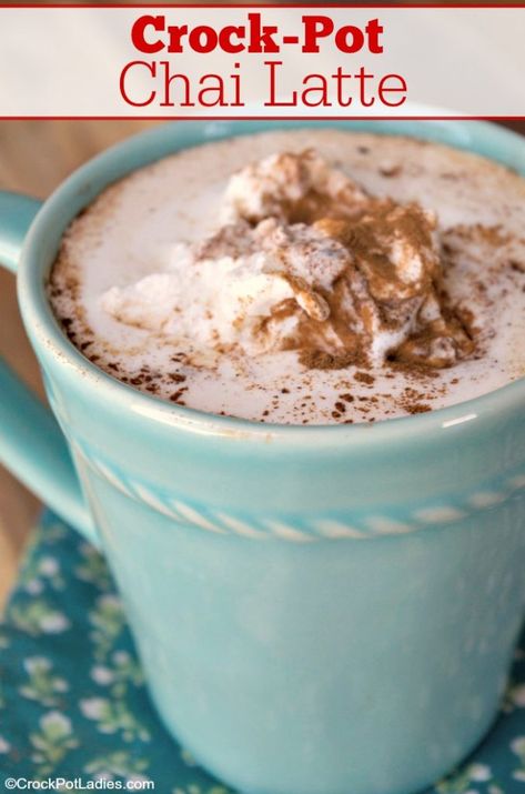 Crock-Pot Chai Latte - Warm up on a cold day with this easy recipe for Crock-Pot Chai Latte. Delicious with the warm chai spices and a hint of vanilla plus it's dairy free! [Gluten Free, Low Calorie, Low Carb, Low Cholesterol, Low Fat, Low Sodium, Low Sugar, Vegan, Vegetarian & Weight Watchers friendly!] #CrockPotLadies #CrockPot #SlowCooker #Beverages #WeightWatchers Low Carb Low Cholesterol, Gfcf Diet, Low Calorie Low Carb, Chai Latte Recipe, Chai Spices, Cholesterol Recipes, Cardiac Diet, Tea Drinks, Scrumptious Food