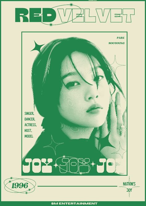 Kpop Album Poster Aesthetic, Kpop Canva Posters, Joy Red Velvet Poster, Editorial Poster Design, Green Kpop Poster, Subtle Kpop Posters, Kpop Poster Aesthetic, Red Poster Design, Kpop Poster Design