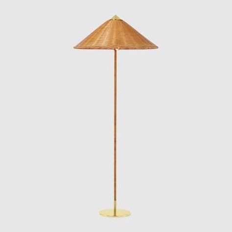 The 9602 Floor Lamp, also known as “Chinese Hat” was designed by Paavo Tynell in 1935 for the Hotel Aulanko. Characterised by its elegant and airy lampshade and rattan-covered stem, the 9602 Floor Lamp shows the designer’s limitless imagination and unparalleled ability to create designs of enduring beauty. Gubi Floor Lamp, Paavo Tynell, Rattan Lamp, Cool Floor Lamps, Floor Lamp Design, Bedroom Lamps, Modern Table Lamp, Lamps Living Room, Modern Table