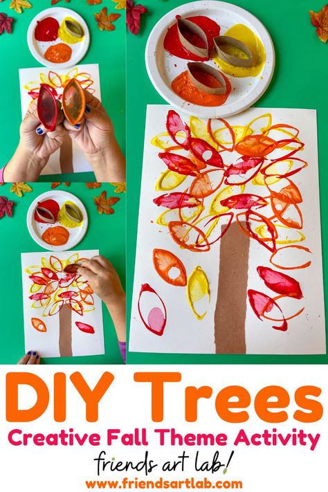 Create beautiful, unique trees with your little ones using our fall tree art for preschoolers! Fall Trees Crafts Preschool, Preschool Art For Fall, Fall Trees Preschool, Fall Collage For Preschoolers, Fall Study Preschool, Fall Trees Preschool Art, Fall Themed Art Projects For Preschool, Tree Study For Preschoolers, Tree Study Creative Curriculum Preschool Art