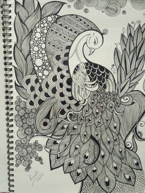 Simple Madhubani Designs, Doodle Peacock, Madhubani Designs, Peacock Drawing, Fashion Design Patterns, Line Drawings, Madhubani Painting, Design Patterns, Line Drawing