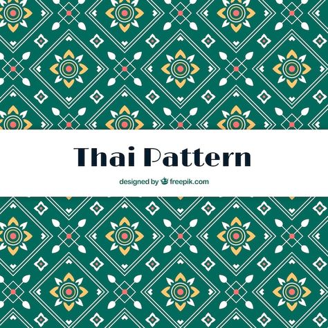 Colorful thai pattern with flat design | Premium Vector #Freepik #vector #thailand-pattern #thai-silk #thai-traditional #thai Truck Art Pakistan, Thai Fabric, Flower Print Pattern, Thai Design, Thai Pattern, Floral Cards Design, Zen Doodle Art, Email Design Inspiration, Luxury Business Cards