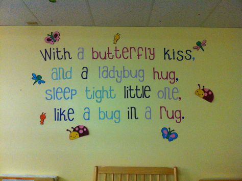 Nap room wall! Done with a circuit. Quotes For Infant Classroom, Sleep Room Ideas Childcare, Nap Room Daycare, Daycare Rooms Setup Infant, Baby Room Daycare Ideas, Daycare Nap Room Ideas, Infant Daycare Room Ideas, Daycare Infant Room Ideas, Infant Room Daycare Decorations