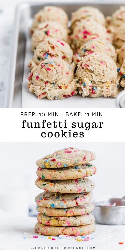 Funfetti Sugar Cookies, Sugar Cookie Recipe, Browned Butter, Rainbow Sprinkles, Baking Sweets, Easy Cookie Recipes, Sugar Cookies Recipe, The Kid, Easy Cookies