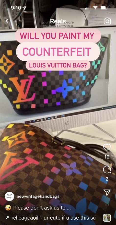 Handbag Diy, Louis Vuitton Artsy, Painted Bags, Louis Vuitton Handbag, Diy Handbag, How To Paint, Louis Vuitton Handbags, Luxury Handbags, Painting Ideas