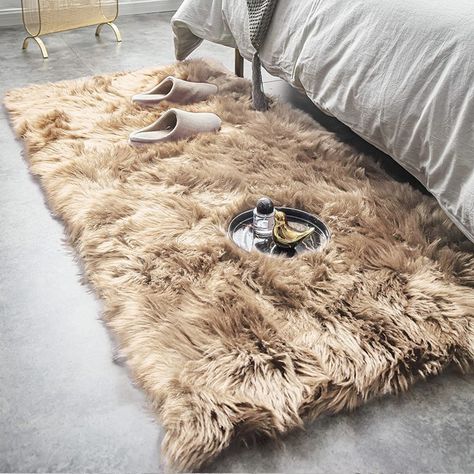 Malaiah Faux Sheepskin Solid Color Rug Shaggy Carpet, Fuzzy Rug, Faux Fur Area Rug, Faux Sheepskin Rug, Faux Fur Rug, Fur Rug, Take Off Your Shoes, Plush Sofa, Solid Color Rug