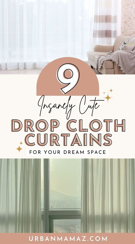 Looking for insanely cute drop cloth curtains for your dream space? Check out this list of 9 drop cloth curtains to elevate your space. Dropcloth Curtains Diy, Paint Drop Cloth Curtains, Curtains Made From Drop Cloths, Drop Cloth Curtains Outdoor, Drop Cloth Curtains Diy, Bleach Drop Cloth Curtains, Drop Cloth Curtains Stenciled, Painters Drop Cloth Curtains, Diy Drop Cloth Curtains