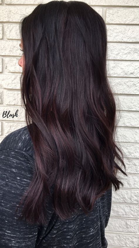 Mauve Mocha Brunette Maroon Balayage Blush on the Blvd Matrix color sync Fall hair @cassandra_speer Maroon Balayage, Pelo Color Vino, Plum Hair, Dark Brunette Hair, Matrix Color, Ombre Hair Blonde, Blush On, Burgundy Hair, Hair Color Highlights