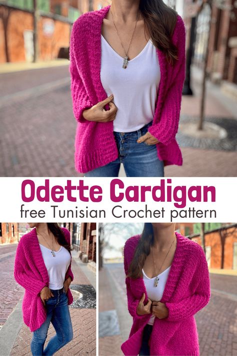 Crochet Tunisian, Tunisian Crochet Free, Crochet Cardigan Free, Octopus Crochet Pattern, One Skein Crochet, Tunisian Crochet Pattern, Tunisian Crochet Hook, Crochet Cardigan Pattern Free, Gilet Crochet