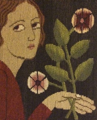 Contemporary Tapestries, Handwoven Tapestry, Girl With Flowers, Medieval Tapestry, Heritage Crafts, Tapestry Art, Tapestry Weaving, Textile Art, Wall Tapestry