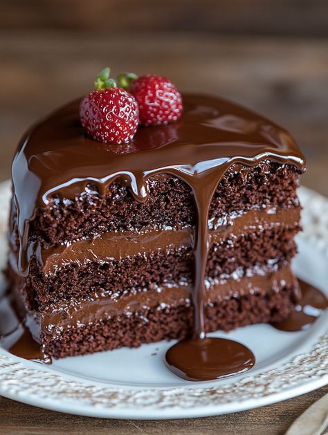 Layered Chocolate Delight 🍫    🍫 𝗜𝗻𝗴𝗿𝗲𝗱𝗶𝗲𝗻𝘁𝘀 🍫 1 3/4 cups flour 2 cups sugar 3/4 cup dark cocoa powder 1 1/2 tsp baking powder 1 1/2 tsp baking soda 1 tsp salt 2 eggs 1 cup milk 1/2 cup vegetable oil 2 tsp vanilla extract 1 cup boiling water 🍫 𝗗𝗶𝗿𝗲𝗰𝘁𝗶𝗼𝗻𝘀 🍫 1. Preheat your oven to 350°F (180°C) and grease and flour two 9-inch round baking pans. 2. In a large mixing bowl, combine flour, sugar, cocoa, baking powder, baking soda, and salt. Add egg Chocolate Delight Recipe, Bowl Desserts, Chocolate Candy Cake, Pretty Dessert, Chocolate Delight, Best Chocolate Cake, Candy Cake, Yummy Comfort Food, Sweet Snacks Recipes