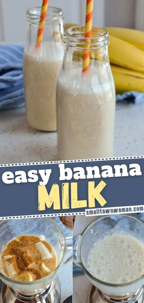 This healthy banana shake recipe is the perfect breakfast idea or snack made in the blender in less than two minutes! It is made of four all natural healthy yet simple ingredients in it and it hits that sweet spot just right. Learn how to make this banana drink! Banana Milk Recipe, Korean Banana Milk, Banana Shake Recipe, Healthy Banana Recipes, Banana Shake, Banana Drinks, Light Breakfast, Milk Smoothie, Banana Milk