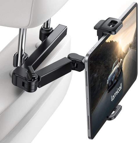 The Biaxial Extension Arm car tablet holder allows for adjustable viewing angles and easy installation, making it perfect for car trips with family and friends. It is compatible with a wide range of devices and can fit headrests of varying distances. The holder is sturdy and safe, with anti-slip rubber pads and a deeper hook design for stability during driving. Ipad Holder For Car, Tablet Holder For Car, Hard Drive Accessories, Mobile Phone Stands, Tablet Mount, Ipad Holder, Car Headrest, Ipad 3, Support Telephone