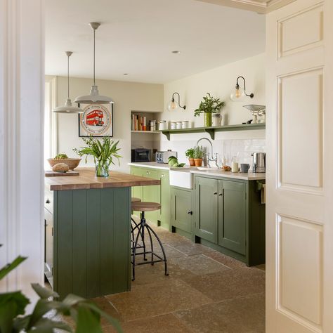 This country house is as beautiful as its stunning surroundings | Ideal Home Tops Tiles, Restful Bedrooms, Neutral Dining Room, Welcoming Home, Kitchen Island With Seating, Country Retreat, Kitchen Dining Living, Rustic Dining Room, Island With Seating