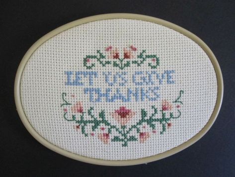 Oval Cross Stitch, Finished Cross Stitch, Cross Stitch Borders, Oval Frame, Cross Stitch Art, Give Thanks, Counted Cross Stitch, Stitch Pattern, Cross Stitch Patterns