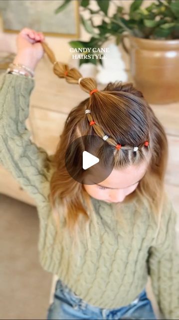 Aynsley Ovard Jorgensen on Instagram: "IT’S CANDY CANE DAY ❤️🤍❤️🤍 inspo from @easytoddlerhairstyles #hairhacks #holidayhair #christmashairstyle #christmas #christmashair #toddlerhair #toddlerhairstyles #hairinspo #viralhair #littlegirlhairstyles #hairideas #toddlerfashion #momanddaughter #candycane" Christmas Hairstyles For Girls Easy, Christmas Hair For Toddlers, Cute Christmas Hairstyles For Kids Easy, Girls Christmas Hair Ideas, Christmas Toddler Hair, Candy Cane Hairstyle, Toddler Christmas Hairstyles, Toddler Christmas Hairstyles Girl, Christmas Toddler Hairstyles