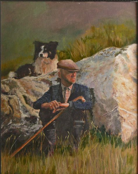 Sheep Herder, Irish Sheep, Border Collie Art, Sheep Paintings, Paint Rocks, Sheep Art, Irish Cottage, Irish History, Border Collie Dog