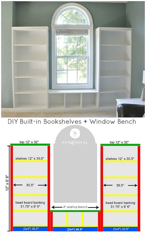 Bookshelves Window, Diy Bookshelves, Diy Built In, Dressing Design, Window Bench, Window Seats, Bench Diy, Window Benches, Diy Bedroom