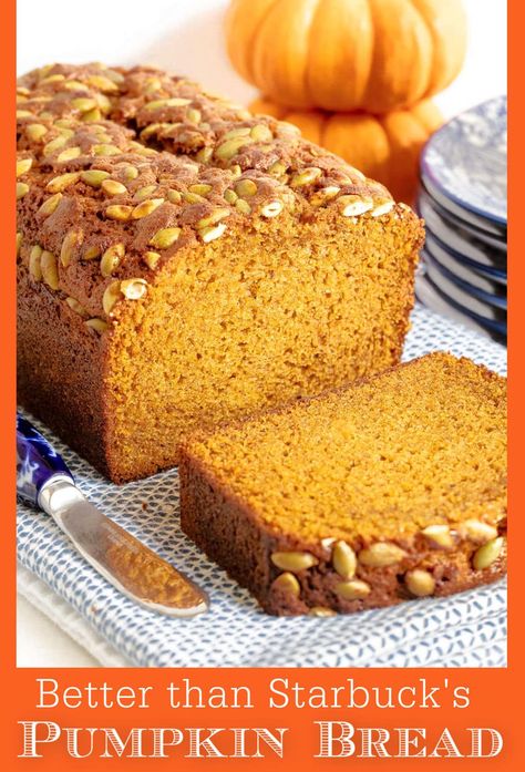 Starbucks Pumpkin Bread, Bread Pumpkin, Pumpkin Bread Easy, Pumpkin Loaf, Bread Easy, Starbucks Pumpkin, Cloud Bread, Pumpkin Bread Recipe, Sweet Pumpkin