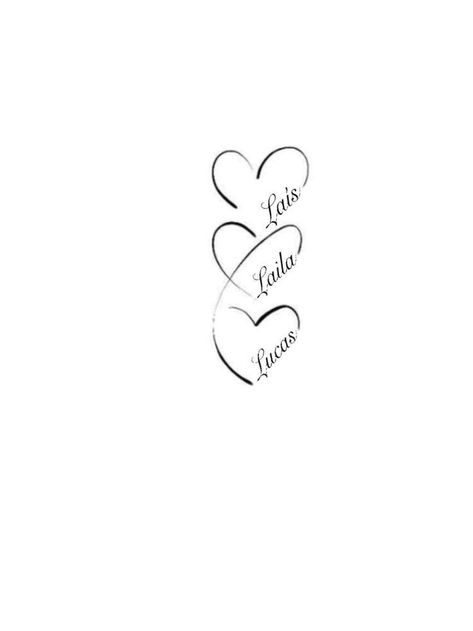 3 Children Tattoos For Moms, Reader Tattoo Ideas, Kid Tattoos For Moms, Family Heart Tattoos, Valentine Tattoo, Reader Tattoo, Grandchildren Tattoos, Tattoos Cool, Heart Tattoos With Names