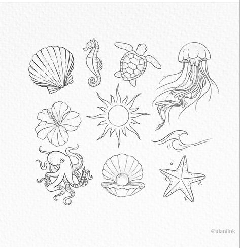 Line Art Jellyfish Tattoo, Tattoo Ideas Watercolor, Tattoo Designs Meaningful, Tattoo Ideas Sleeve, Beachy Tattoos, Sleeve Tattoo Designs, Tattoo Artists Near Me, Tattoo 2024, Small Girly Tattoos