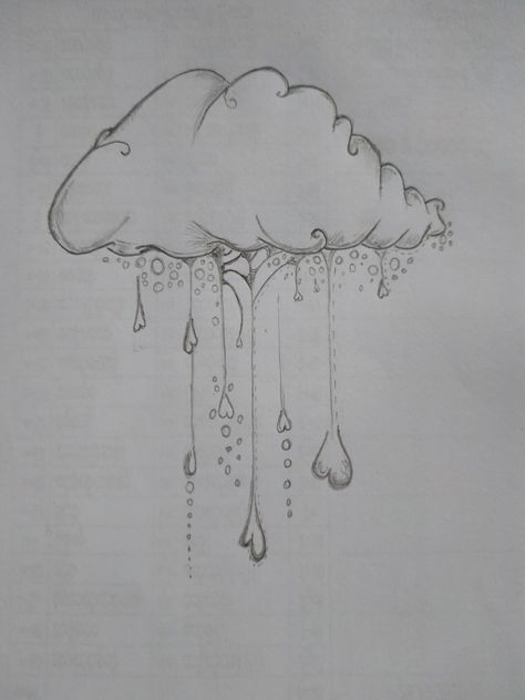 Rain Aesthetic Drawing, Rain Cloud Drawing, Cloud Drawing Aesthetic, Clouds Aesthetic Drawing, Rain Drawing Sketches, Raindrop Drawing, Clouds Sketch, Rain Sketch, Cloud Sketch