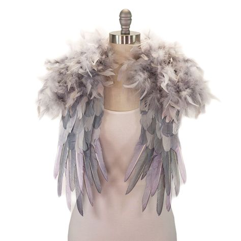 Silver Feather Cape Feather Cape Diy, Feather Shawl, Feather Clothes, Feather Cloak, Feather Outfit, Masquerade Outfit, Feather Cape, Textures Fashion, Feather Diy