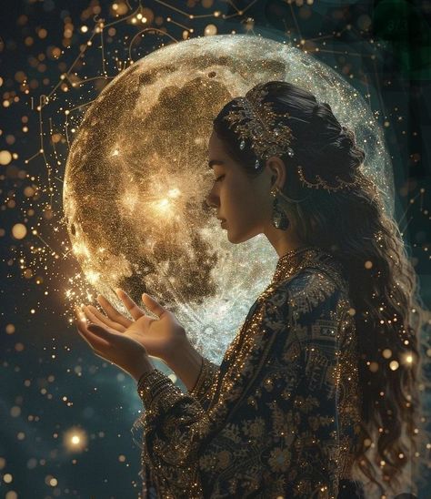 Celestial Fantasy Aesthetic, Moon Woman Aesthetic, Moon Fantasy Aesthetic, Time Magic Aesthetic, Mediumship Aesthetic, Moon Fairy Aesthetic, Celestial Art Goddesses, Moon Magic Aesthetic, Moon Woman Art