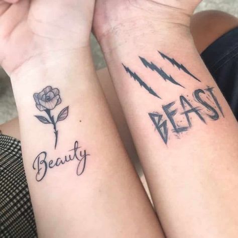 Cool Friend Tattoo Ideas, Tattoos To Match With Your Best Friend, His And Hers Best Friend Tattoos, Matching Tattoos With Your Best Friend, Matching Tattoos For Best Friends Simple, Matching Tattoos For Opposite Gender Best Friends, Matching Tattoos For Boy/girl Best Friends, Detailed Matching Tattoos, Cartoon Best Friend Tattoos