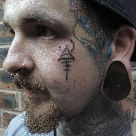 DW Tattoo on Instagram: “Scorpion 🦂 Rune done on me by @blvck_rune thanks a lot bro!! Smashed it!! . . . . . . . . . . . . . . . #tattoo #tattoos #tattooed…” Rune Face Tattoo, Fusion Ink, Rune Tattoo, Symbol Tattoos, Face Tattoos, Face Tattoo, Popular Tattoos, Symbolic Tattoos, Custom Tattoo