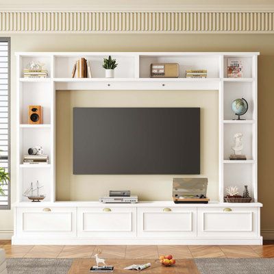 Entertainment Center With Bookshelves, Wall Mount Entertainment Center, Cabinet Bookshelf, Tv Console Modern, Entertainment Center Wall Unit, Entertainment Wall Units, Media Console Table, Tv Stand Cabinet, Entertainment Wall